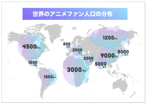 世界のアニメファン人口の分布